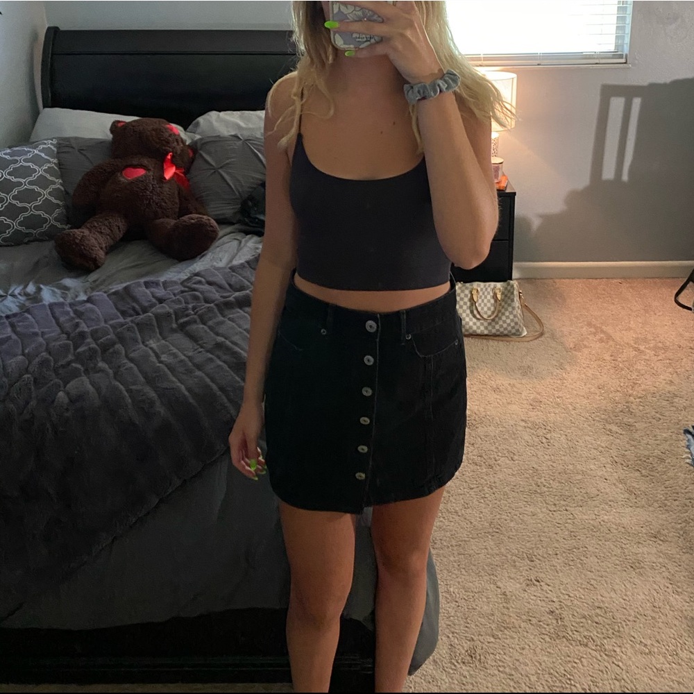 black denim skirt